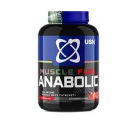 USN Muscle Fuel Anabolic All-In-One Muscle Mass Gainer, Strawberry Flavour - 2kg, 54g Protein Powder, 5g Creatine Powder & 5g BCAA Powder For Maximum