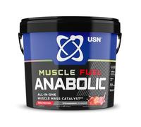 USN Muscle Fuel Anabolic All-In-One Muscle Mass Gainer, Strawberry Flavour - 4kg, 54g Protein Powder, 5g Creatine Powder & 5g BCAA Powder For Maximum Muscle Growth, Post Workout Recovery Drink Mix