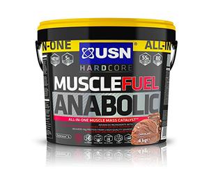 USN Muscle Fuel Anabolic Chocolate All-in-one Protein Powder Shake (4kg): Workout-Boosting, Anabolic Protein Powder for Muscle Gain