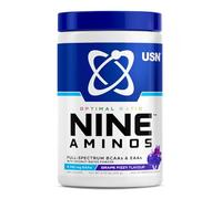 USN Nine Aminos - BCAA Amino Acids & EAA Essential Amino Acids Powder with Added Magnesium & Coconut Water Powder to Support Recovery and Hydration. Grape Fizzy Pop Flavour (330g - 30 Servings)