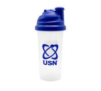 USN Protein Shaker Bottle 500ml - BPA-Free, Dishwasher Safe Sports Shaker Cup for Protein Shakes & Pre-Workout Drinks - Clear Design with Blue Lid