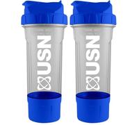 USN Tornado Protein Shaker, 750ML Protein Shaker Bottle With Storage Compartment - Easy to Clean With a Leak-Free Design, Rubber (Pack of 2)