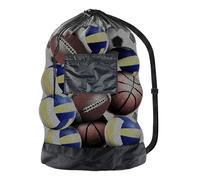 USOHJZ 2PC Mesh Soccer Ball Bag Extra Large Drawstring Basketball Storage with Zipper Pocket Volleyball Football Net Pack Gym Bags(Mesh Bag with Pocket)