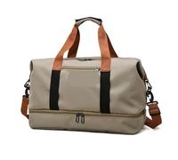 USOHJZ Travel Duffel Bag 2pcs Travel Bags For Women Large Capacity Men's Sports Bag Weekend Sac Voyage Female Messenger Bag Dry And Wet(Khaki)