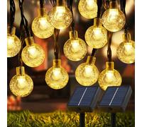 USOKYO Solar Lights Outdoor Waterproof, 2 Pack Total 120LED 72FT Solar String Lights for Outside with 8 Modes, Outdoor String Lights Crystal Globe Patio Lights for Garden Yard Party Decor (Warm White)