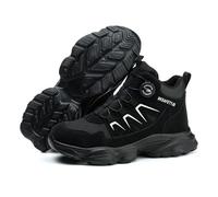 USOR Safety Trainers Mens Womens Steel Toe Cap Trainers Comfortable Lightweight Safety Boots Shoes Swivel Buckle Shoelaces Non Slip Work Sneakers Black38