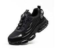 USOR Safety Trainers Mens Womens Steel Toe Cap Trainers Comfortable Lightweight Safety Shoes Swivel Buckle Shoelaces Non Slip Work Sneakers with Air Cushion Black42