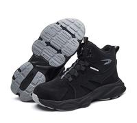 USOR Safety Trainers Mens Womens Steel Toe Cap Trainers Swivel Buckle No Laces Comfortable Lightweight Safety Shoes Work Boots Swivel Buckle Shoelaces Non Slip Work Sneakers Black42