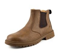 USOR Steel Toe Boots for Men Women Lightweight Fashion Work Sneakers Breathable Comfortable Safety Toe Shoes Slip-Resistant Shoe for Industrial Construction, Khaki 39
