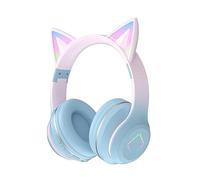Usoun Kids Headphones,Cat Ear Led Light Bluetooth Kids Headphones with Mic,Girls Headphone Wireless,TF Card,3.5mm Audio,Wireless/Wired Foldable Kid On Ear Headphone for Boys Girls Adults (Blue)
