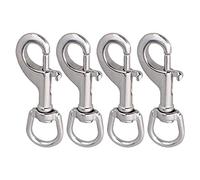 Uspacific 4PCS Swivel Snap Hooks, 316 Marine Grade Sliver Stainless Steel One Ended Bolt Snap Buckles for Water Bucket，Dog Leash，Pet Feed Bucket，Pet Hammock (90mm)