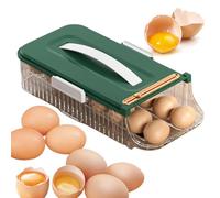 Usper 4-Tier Auto Rolling Egg Dispenser, Space-Saving Slide Egg Organizer Box with Large Capacity for Refrigerator Countertop (Green)