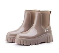 Usper Ankle Wellies Wellington Boots Women, Ladies Ankle Wellies Wide Calf Rains Chelsea Boots Slip-On, Waterproof Womens Short Wellies for Outdoor Garden Walking Hiking