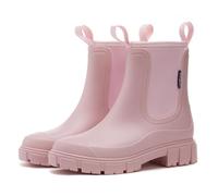 Usper Ankle Wellies Wellington Boots Women, Ladies Ankle Wellies Wide Calf Rains Chelsea Boots Slip-On, Waterproof Womens Short Wellies for Outdoor Garden Walking Hiking