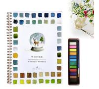 Usper Watercolor Workbook For Beginners,12 Colors Paint Set Watercolour Workbooks For Adults & Kids &, Water Colour Paints Book Sets With Paint Brushes (B, 1PCS)