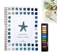 Usper Watercolor Workbook For Beginners,12 Colors Paint Set Watercolour Workbooks For Adults & Kids &, Water Colour Paints Book Sets With Paint Brushes (A, 1PCS)