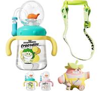 Usper Whale Fountain Water Bottle Tumbler, Drinking Cup with Whale Squirt, 24oz Stainless Steel Whale Fountain Tumbler with Handle Travel Tumblers for Kids and Adults (C Green, 220ML)