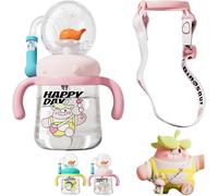 Usper Whale Fountain Water Bottle Tumbler, Drinking Cup with Whale Squirt, 24oz Stainless Steel Whale Fountain Tumbler with Handle Travel Tumblers for Kids and Adults (C Pink, 220ML)
