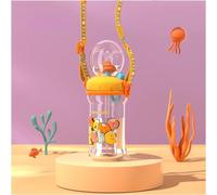 Usper Whale Fountain Water Bottle Tumbler, Drinking Cup with Whale Squirt, 24oz Stainless Steel Whale Fountain Tumbler with Handle Travel Tumblers for Kids and Adults (F Yellow, 330ML)