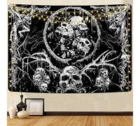 Usping Skull Tapestry Goat Skeleton Eye Tapestries Black and White Tapestry Gothic Devil Dragon Tapestry Demon Satan Tapestry Wall hanging for Bedroom(59.1 x 82.7 inches)