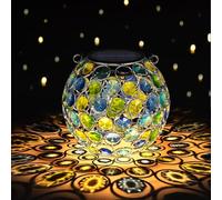 Uspring 2 Pack Crystal Mosaic Solar Lanterns Outdoor Waterproof Decorative Hanging Solar Lights for Outside, Gifts for Women Mom Grandma Garden Decor for Patio Backyard Porch Pathway Walkway, Blue