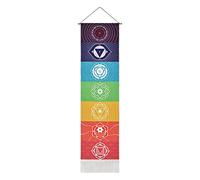 Uspring Chakra Tapestry Meditation Yoga Tapestry Mandala Tapestry Trippy Tapestry Wall Hanging with Tassel Striped for Room (White Chakra, 12.8 x 51.2 inches)