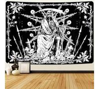 Uspring Skull Wall Hanging - Black Goth Skeleton Grim Reaper Hippie Tapestry for Bedroom Home Decor (51.2 x 59.1inches)