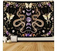 Uspring Snake Boho Mandala Wall Hanging - Moon Phase Floral Plants Large Butterfly Tapestry for Bedroom Aesthetic, Black Purple (59.1 x 82.7 inches)