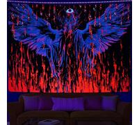 Uspring Trippy Tapestry - Blacklight Gothic UV Wall Tapestry, Devil Wings, Psychedelic Spooky Wall Hanging, Black Light Decor (36.02 x 48.03 inches)