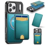 Usroom for iPhone 17 Pro Max Case Wallet Compatible with Magsafe, Strong Magnet Slim Magnetic Wallet RFID Blocking Card Holder Stick on Phones and Cases, Bluish Green