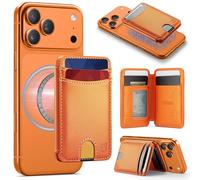 Usroom for Magsafe Wallet Magnetic RFID Blocking Card Holders, PU Leather Strong Magnet Phone Wallet Compatible with Magsafe Phones and Cases for iPhone 17/16/15/14/13/12/ Pro/Max/Plus, Orange