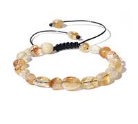 USRPVARS Mens Beaded Bracelet,Natural Gemstone Crystal Bracelets ，Irregular Reiki Yoga Beaded Bracelet,Adjustable Braide Bracelet for Women Men Citrine