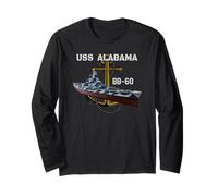 USS Alabama BB-60 Battleship WW2 American Warship Veterans Long Sleeve T-Shirt