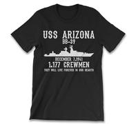USS Arizona BB-39 December 7.1941 Crewmen Anniversary T-Shirt O-Neck Mens T Shirt Black XXL