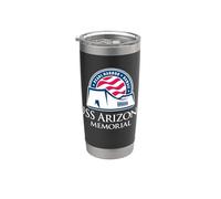 USS Arizona Memorial, White Lettering Stainless Steel Insulated Tumbler
