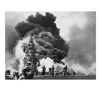 USS Battleship Bunker Hill Kamikazes WWII Photo Large XL Wall Art Canvas Print