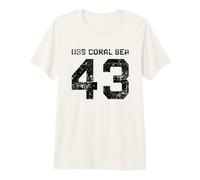 USS Coral Sea CV-43 CVA-43 Aircraft Carrier Distressed Style Premium T-Shirt