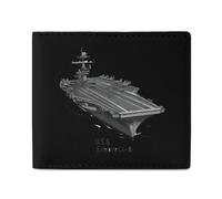 USS Enterprise CV 6 WWII Aircraft Carrier Billfold Wallet Leather Purse Cute Card Holder Clutch for Business Travel