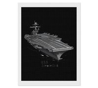 USS Enterprise CV 6 WWII Aircraft Carrier Diamond Painting Kits Round Full Drill Cross Stitch Art Pictures for Home Wall Decor 12"x16"