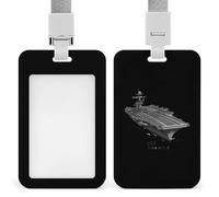 USS Enterprise CV 6 WWII Aircraft Carrier ID Badge Holder with Lanyard Vertical Name Card Holders forTeacher Officer Travel