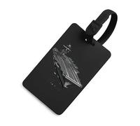 USS Enterprise CV 6 WWII Aircraft Carrier Luggage Tag for Suitcase Cute ID Tags Travel Baggage Identifier Labels Black-Style