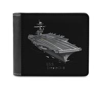 USS Enterprise CV 6 WWII Aircraft Carrier Men's Bifold Wallet Slim Cash Card Holder Leather Purse