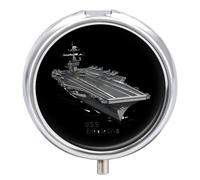 USS Enterprise CV 6 WWII Aircraft Carrier Pill Box 3 Compartment Small Portable Medicine Case Pill Organizer for Pocket Purse