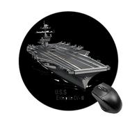 USS Enterprise CV 6 WWII Aircraft Carrier Round Mouse Pad with Non Slip Rubber Base Waterproof Mousepad for Laptop Computer Office