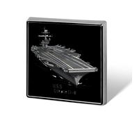 USS Enterprise CV 6 WWII Aircraft Carrier Square Badge Cute Brooch Pins Button Badges for Backpack Jackets Hats Decor