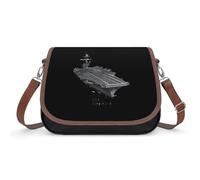 USS Enterprise CV 6 WWII Aircraft Carrier Women's Leather Purses Crossbody Shoulder Bag Messenger Bag