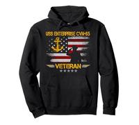 USS Enterprise CVN-65 Aircraft Carrier Veteran Flag Vintage Pullover Hoodie