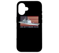 USS Gettysburg CG-64 Ship Diagram American Flag Case for iPhone 16