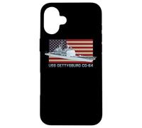 USS Gettysburg CG-64 Ship Diagram American Flag Case for iPhone 16 Plus