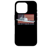 USS Gettysburg CG-64 Ship Diagram American Flag Case for iPhone 16 Pro